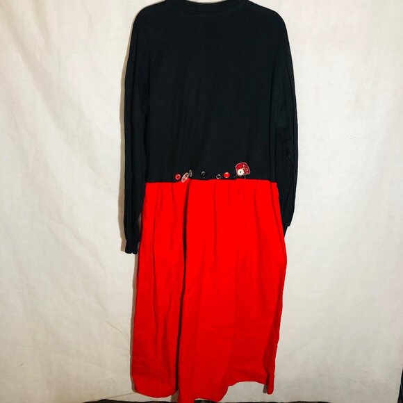 Paula dress long sleeve long pocket red black buttons extra large READ - Picture 12 of 14